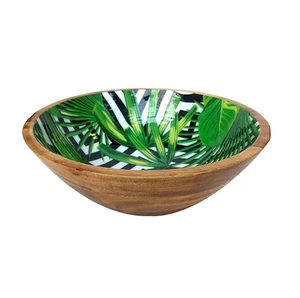 Bol de service rond de haute qualité Émail alimentaire fini bois poli Technique jetable - Product Image 3