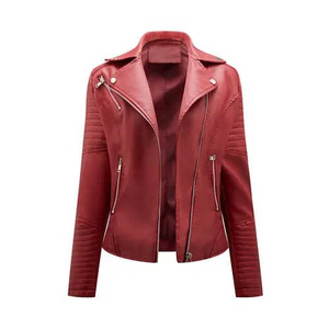 Chaqueta de motorista de mujer personalizable piel de oveja de manga larga chaqueta de piel de vaca de moda para mujer - Product Image 4