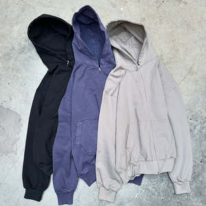 Sweat-shirts pour hommes, fabrication sur mesure, poche de style boxe, logo personnalisé, coton 500 g/m², coupe ample, fermeture éclair, style baggy, uni, respirant, printemps - Product Image 4