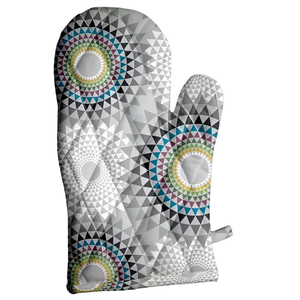 Guantes de trabajo con patrón geométrico Mezcla de algodón y poliéster negro y azul, uso multiusos para el hogar - Product Image 2