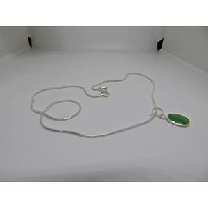 <b>Handmade</b> 925 Sterling Silver Pendant <b>Necklace</b> with Natural Green Emerald Cushion Cut Diamond Elegant Engagement Gift for Women - Product Image 3