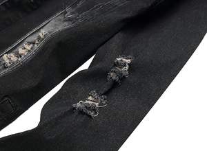 High Quality Vintage Jean Jacket for Men Distressed Slim Fit Denim Coat <b>Stand</b> Fashionable Winter Windbreaker Streetwear Ripped - Product Image 5