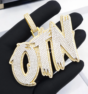 Pendentif Lettre OTM Luxe Iced Out Finition Or Hip Hop Diamant Moissanite Bijoux Personnalisés Prénom - Product Image 1