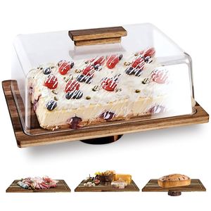 Timeless Rustic Pine Wood Cake Display Stand for Dessert Serving - Product Image 1