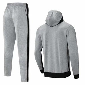 Conjunto de chándal de lana con cremallera completa y logotipo personalizado XL para hombre, pantalones de chándal de entrenamiento de gimnasio transpirables a prueba de viento, sudadera cálida de otoño para correr - Product Image 4