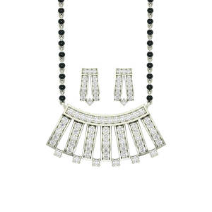 Compre un Conjunto de Mangalsutra de Plata Pura, Joyería Fina con Diamante de Corte Esmeralda Chapado en Oro, para Regalo de Boda o Fiesta para Esposa - Product Image 1