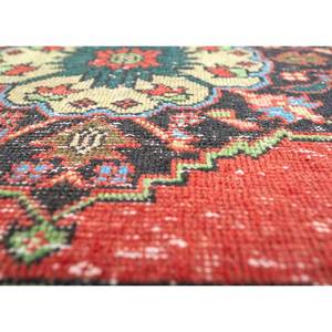 Vintage 9x12 Wool Rug Hand Knotted <b>Red</b> Orange Medallion Hallway Rectangle Puzzle Patchwork Patterns for Home Entryway Living - Product Image 3