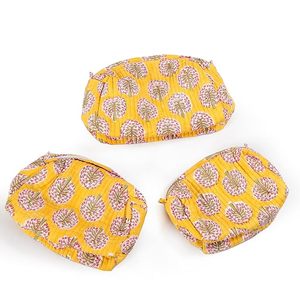 Unisex Eco-Friendly Block Printed Quilted <b>Travel</b> Organizer <b>Kit</b> 3 Piece Set-Waterproof Cosmetic Bags for Toiletry Bag Makeup - Product Image 1