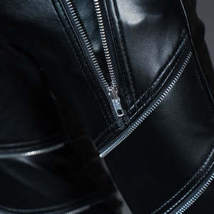 2025 à la mode taille élastique en cuir pantalon hommes Street Style PU en cuir véritable survêtement pantalon hommes peau de vache PU cuir pantalon - Product Image 5