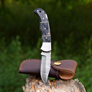 Couteau pliant en acier de Damas, manche en bois Pakka, couteau tactique utilitaire de survie, couteau de poche pour la chasse, le camping, tranchant comme un rasoir, OEM - Product Image 2