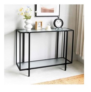 Table console en métal rustique de style industriel avec étagères de rangement pour le couloir d'entrée et la décoration de meubles de maison modernes - Product Image 3