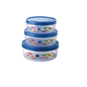 Contenedor de almacenamiento de alimentos de plástico con tapa Contenedor de plástico hermético Juego de 3 piezas 2000 + 3000 + 4000ML Exportación DE LA India - Product Image 1