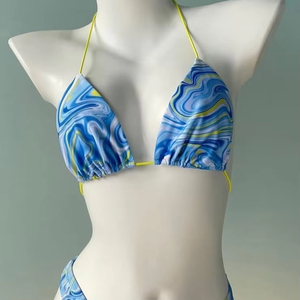 Ensemble de bikini personnalisé unisexe de haute qualité 2 pièces avec décoration de ceinture brodée en élasthanne/nylon Service OEM disponible - Product Image 1