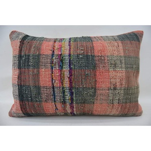 16x24 pulgadas Multicolor lana Kantha Patchwork tartán almohada acogedora y elegante acento almohada con patrón de tejido Vintage - Product Image 4