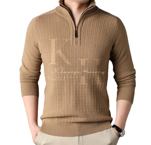 Jersey informal para hombre, suéter personalizado de algodón suave con media cremallera para Primavera, otoño e invierno, prendas de punto - Product Image 1