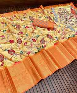 Saree Prêt-à-Porter en Coton avec Dentelle - Product Image 4