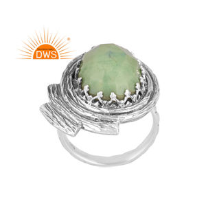Latest Trending Oxidized Sterling Silver Natural Chrysoprase Gemstone <b>Statement</b> <b>Ring</b> Custom Jewelry Manufacturer - Product Image 1