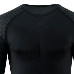 Factory Supply High Collar Quick Dry Long Sleeve <b>Mens</b> <b>Compression</b> <b>Shirt</b> Rashguard Polyester/Nylon UPF50+ Breathable - Product Image 4