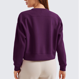 Nouvelle Arrivée 2026 – Sweat-shirt d'hiver pour femme en molleton 100 % coton, col rond, avec logo frontal, couleur personnalisable, service OEM - Product Image 2