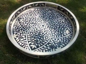 Plateau d'incrustation d'os rectangulaire de haute qualité fait à la main service de nourriture unique et plateaux de rangement de décor à la maison artisanat naturel - Product Image 5