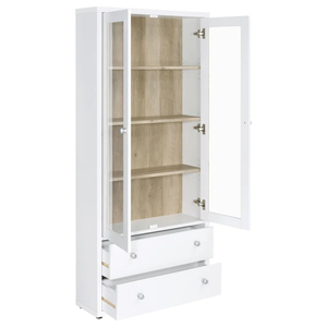Vitrine Moderne en Bois Noir avec Porte Vitrée, 2 Tiroirs et 5+ Étagères - <span class=keywords><strong>Meuble</strong></span> Écologique pour Salon et Hôtel DR576 - Product Image 3