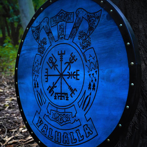 Escudo vikingo de madera Medieval hecho a mano listo, acero de alto carbono, nuevo diseño personalizable, soporte OEM, proyectos de bricolaje, vikingos - Product Image 4