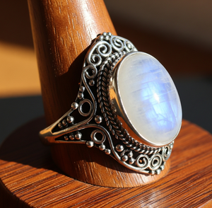 Wholesale Custom 925 Silver Handcrafted Fashion Ring Natural <b>Blue</b> Moonstone Party Band Stylish <b>Jewelry</b> Gift for Women - Product Image 4