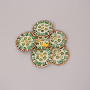 Handmade Rattan <b>Coasters</b> with Colorful Mosaic Inlay Eco-Friendly Natural <b>Drink</b> Mats <b>for</b> Home and Dining Decor - Product Image 2