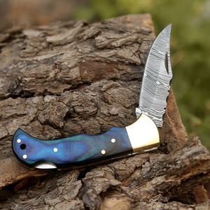 Vente en gros de commandes en gros personnalisées, service OEM/ODM, couteau pliant en acier damas forgé à la main, lame pour l'extérieur/chasse - Product Image 2