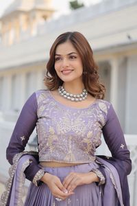 Vestidos Casuales de Verano 2024 para Mujer, Cuello Redondo, Lehenga Choli Bordada, Largo hasta el Suelo, Diseño de Pedrería, Lavable - Product Image 5