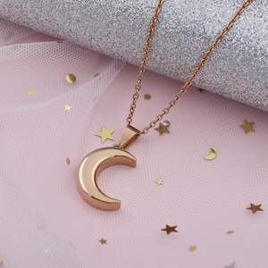 Collares de urna de luna de oro rosa para cenizas urna de recuerdo de cremación de acero inoxidable para cenizas humanas conmemorativas para mujeres y hombres tamaño personalizado - Product Image 2
