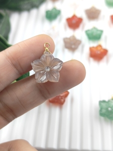 จี้อัญมณีรูปดอกไม้แกะสลักลายหินมูนสโตนพร้อมชุบโรเดียมอุปกรณ์ในการค้นหาเครื่องประดับ - Product Image 5