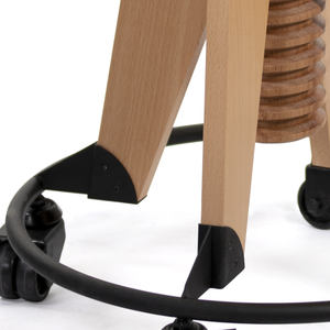 Silla de Trabajo con Ruedas Ron Burgu, Negra, Altura Ajustable, Asiento de Madera, Patas de Metal, Opciones de Color - Product Image 2