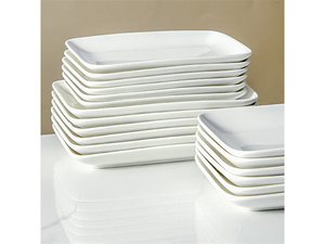 Logo personnalisé Plateaux de service en mélamine de 789 pouces Plateaux rectangulaires Plateaux de service blancs Ensemble d'assiettes en mélamine - Product Image 2