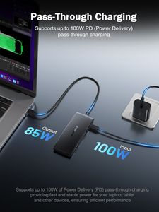 TC510 7 en 1 Type-C vers double 4K 60Hz HDMI USB-A 3.0 <span class=keywords><strong>Dockstation</strong></span> Hub USB avec 100W Type-C PD - Product Image 6