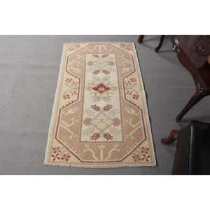 Clásico Beige rojo 2,6X4,2 pies Kilim área grande Alfombra de lana abstracto turco rectángulo pasillo Patchwork diseño 10mm alfombra de habitación de látex - Product Image 1