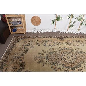 Vintage Turkish Rug Beige-<b>Brown</b> 6.2 X 10.4ft Large Area <b>Wool</b> Latex Backing Rectangular Abstract Pattern for Hallway Room Decor - Product Image 5