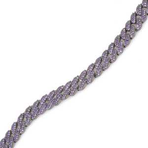 <b>Silver</b> Gourmet Chain Fashion <b>Bracelet</b> with Purple Stones Elegant and Stylish <b>Bangles</b> - Product Image 1