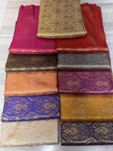 Luxueux tissu de brocart pur Banarasi tissé à la main complexe Zari travail riche en soie pour vêtements de mariée, concepteur de robes ethniques - Product Image 3