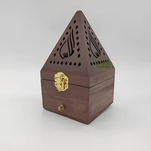 Caja de Almacenamiento de Incienso de Madera de Sándalo Hecha a Mano, Hermosa, de Forma Cuadrada, de Madera y Metal - Product Image 5