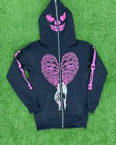 Sweat à capuche d'hiver en tissu éponge 100 % coton de haute qualité, avec fermeture éclair, broderie et surpiqûres contrastées, design sans doublure, anti-plis et respirant - Product Image 5