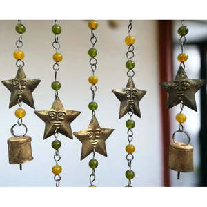 Star Wind Chime Set Indian Rustic Metal <b>Crafts</b> for Home Decor for Living Wall Vase for Restaurants Mobile Decoration Pack 5 Pcs - Product Image 6