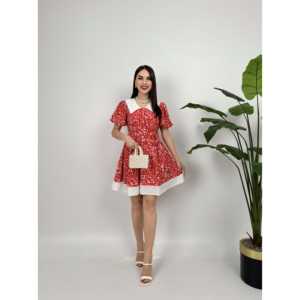 Robe mini en crêpe avec détail col Peter Pan et taille naturelle 2088 - Product Image 4