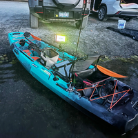 Ensemble combiné de pêche à pédale Kayak avec moteur hors-bord électrique + auvent de protection solaire + flotteur de kayak et canne à pêche gratuite + support de canne * 2