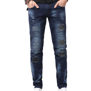 Fabricant de vêtements de rue pour hommes, jeans en denim personnalisés, logo brodé en chenille, pantalon cargo en denim, jeans baggy en sergé avec de nouveaux styles - Product Image 1
