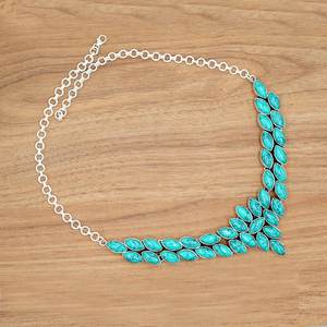 สร้อยคอพลอยเทอร์ควอยซ์สีเงินสเตอร์ลิงทำด้วยมือ925วัสดุทองคำขาวของขวัญสุดหรูสำหรับผู้หญิง NL0337-GS - Product Image 4