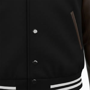 Custom Dark Green Varsity <b>Jacket</b> with Dark <b>Brown</b> Genuine <b>Leather</b> Sleeves <b>Mens</b> Letterman Dark <b>Brown</b> <b>Leather</b> Sleeve - Product Image 2