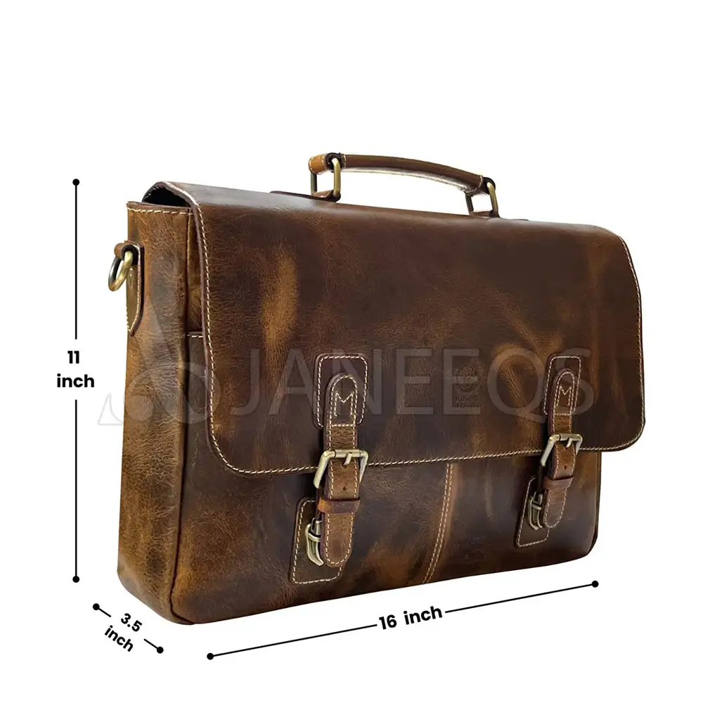 Leather Laptop Messenger Bag for Men Top Grain Leather Briefcase Computer Satchel Office Crossbody Bag