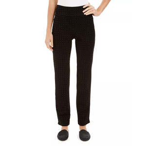 Pantaloni Modellanti a Vita Alta da Donna Charter Club, Leggings Traspiranti in Tela, Taglia 4, Neri con Tecnica Stropicciata - Product Image 1