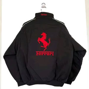 Vintage for Ferrari Formula 1 Racing Bomber <b>Jacket</b> Polyester Blend Embroidered Patches Stand Collar Zipper High Street for - Product Image 2